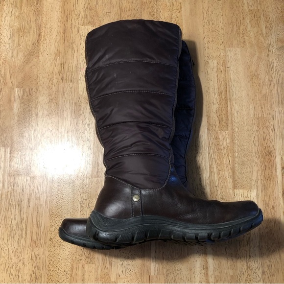 Brown Leather UGG Winter Boots With Quilted Fabric Top and Buttons - Size 7 - Picture 7 of 9